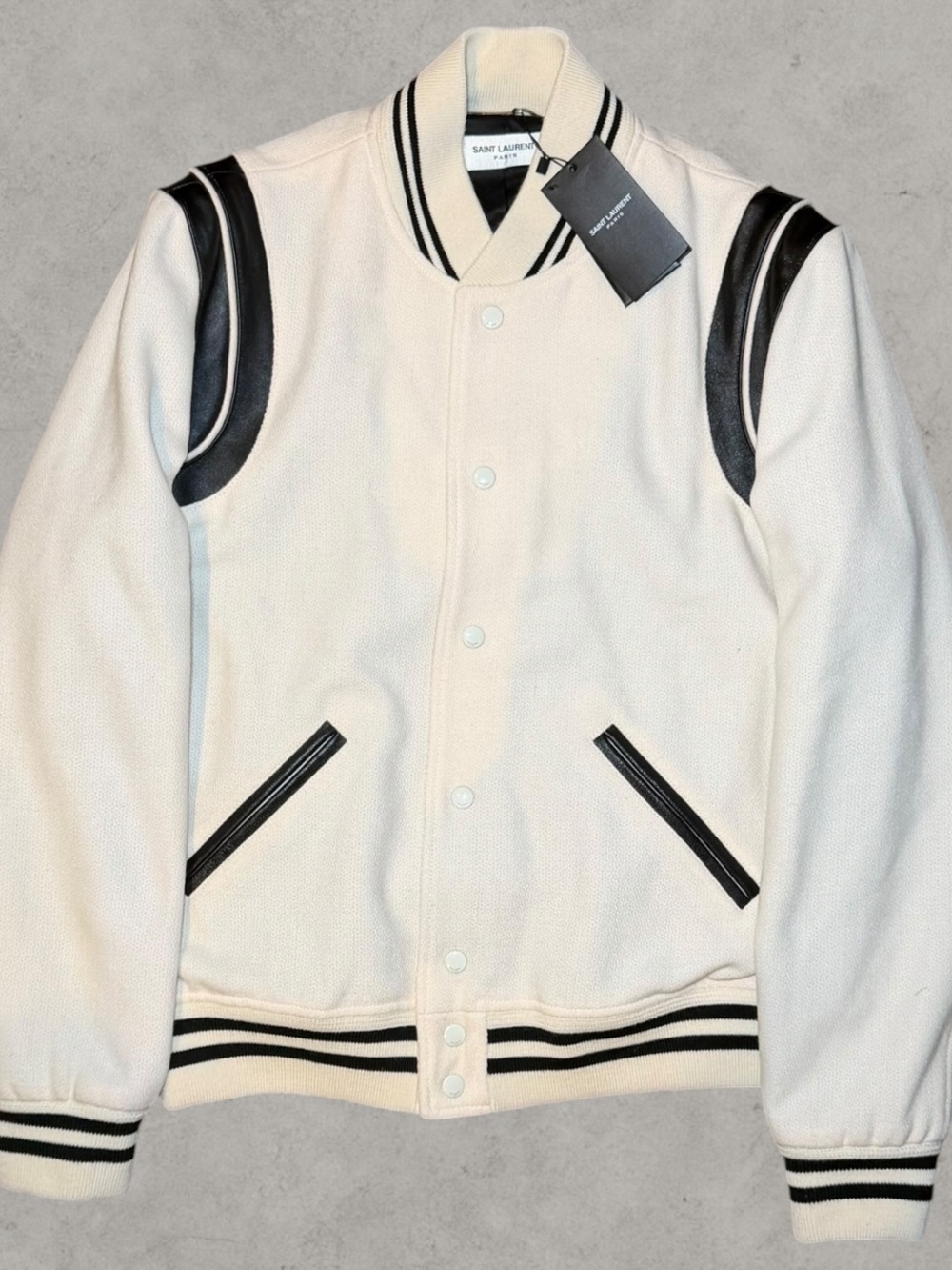 NWT $2550 SS21 Saint Laurent Paris Cream Teddy Jacket Sz 52